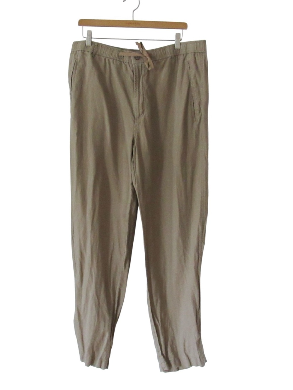 Club Room Mens Linen Pants XL Brown Straight Leg Drawstring Pockets Vacation